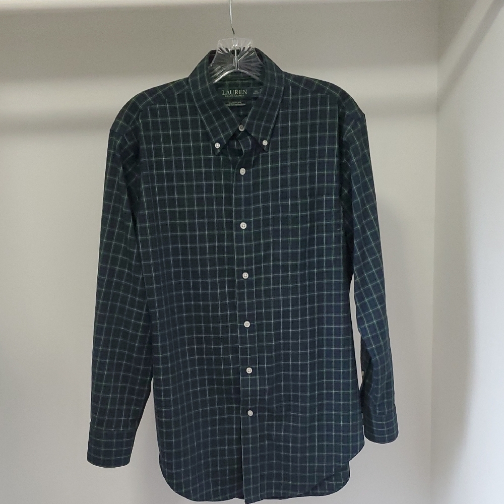 Ralph Lauren Green Plaid Casual Button Down Shirt